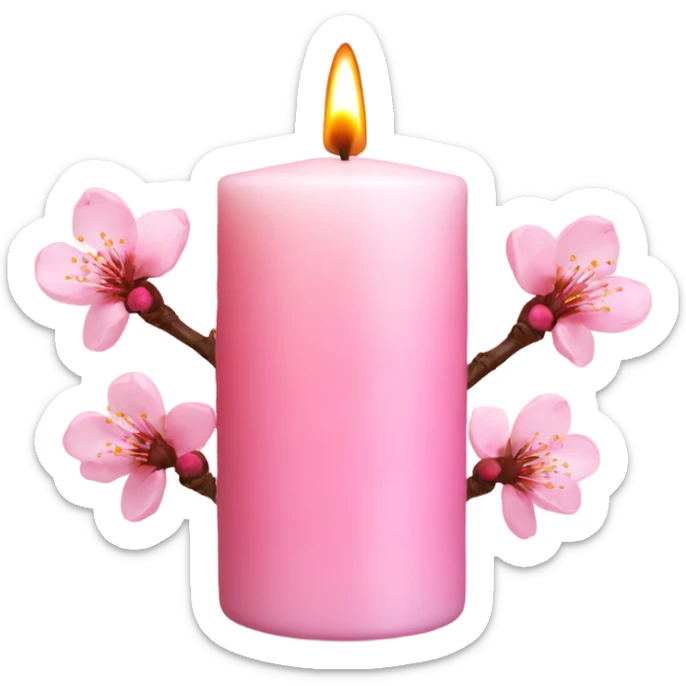 Cherry blossom candle with  logo sticker