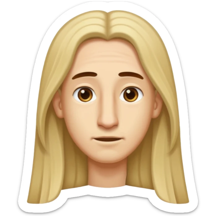 Make a emoji of a person with light skin with long nose hair that goes down like 2 inchis with long hair and with not that much hair  sticker