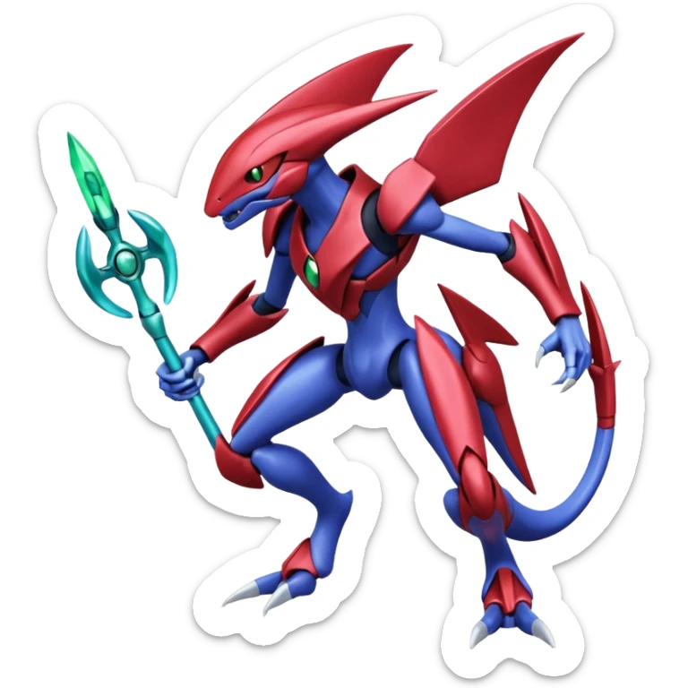 Shiny Blue Smooth Glossy Soft Inteleon-Scizor-Genesect-Bisharp-Pokémon-Fusion, full body sticker