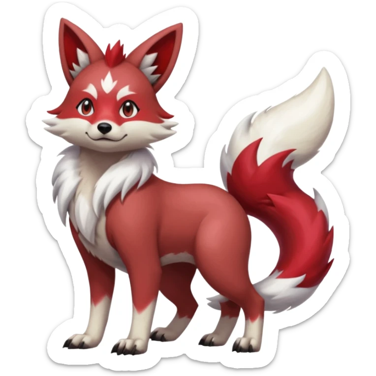 Colorful Skilled Adept Graceful Asian Painted Furret-Lycanroc-Zangoose-fusion-hybrid-creature (full body) sticker