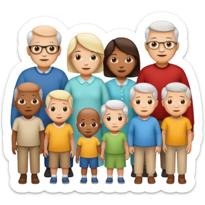 People of different stages of life in a line - infant, toddler, child, teenager, adult, Middle-aged and elderly sticker