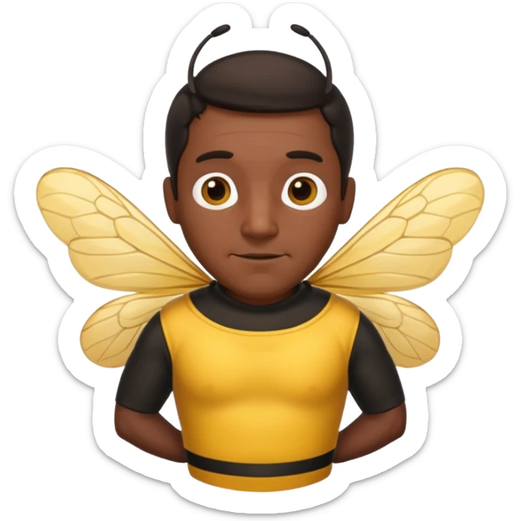 cabeza de señor mexicano, viejo, agregale un cuerpo de abeja, el pelo del señor hazlo oscuro,haz que el cuerpo sea de abeja y la acabeza del señor, cuerpo de abeja real sticker
