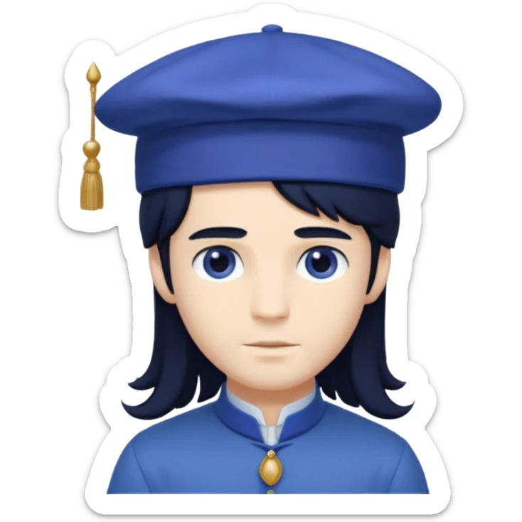 pale blueberry prince handsome with long black hair blueberry hat and clothes sticker