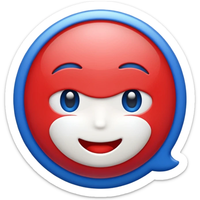 A high-quality emoji-style icon in red, white, and blue only (no other colors).
Smooth shading and highlights using only red, white, and blue, no gradients outside those colors.
No text, no symbols, no additional colors. sticker