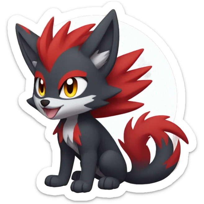 Black Cool Edgy Anthro Quilava Litten Zoroark Zorua Fakémon  with White and Red Edgy markings sticker