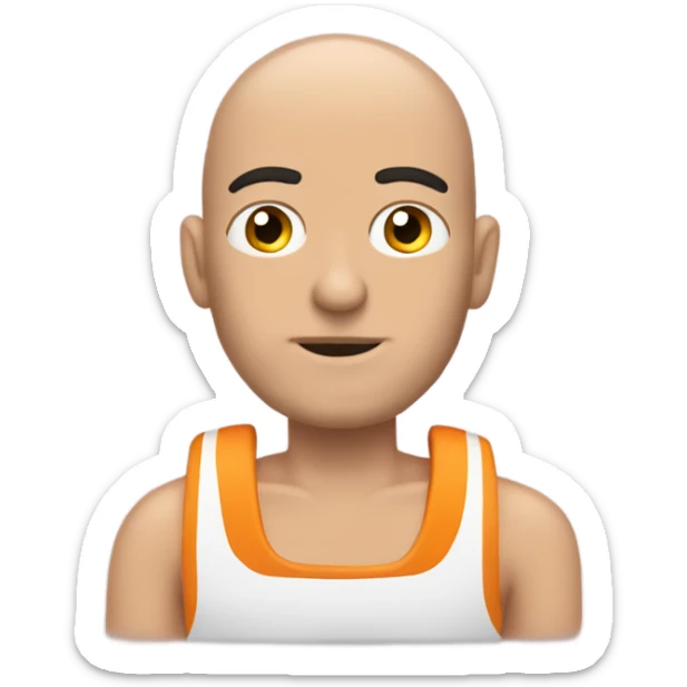 Man with bushy eyebrows and no hair except for the size of his head driving a gokart￼ sticker
