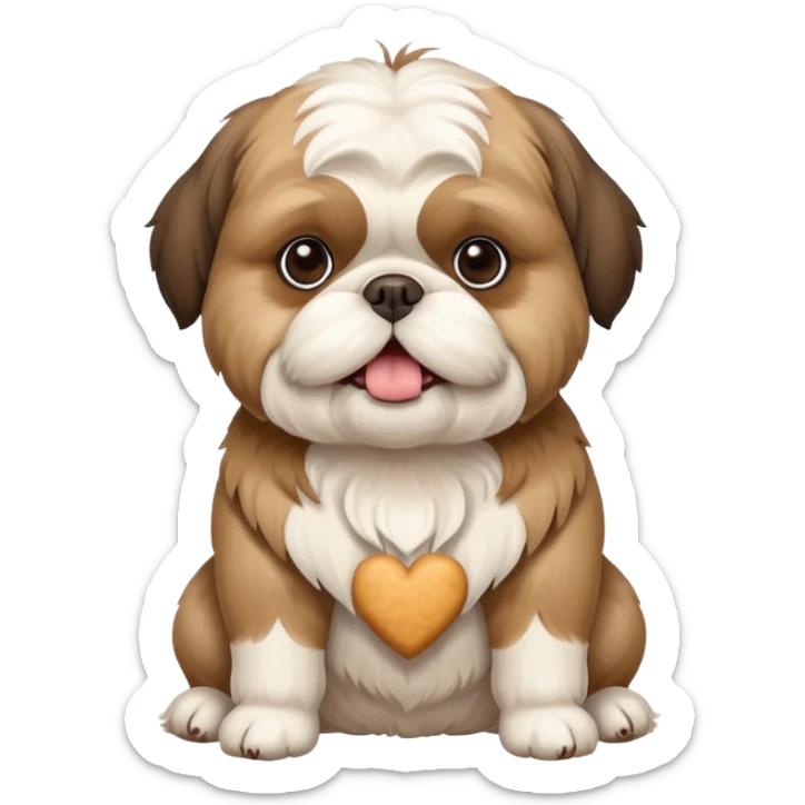 An overweight shih tzu dog sitting up on its hind legs begging for a treat  sticker