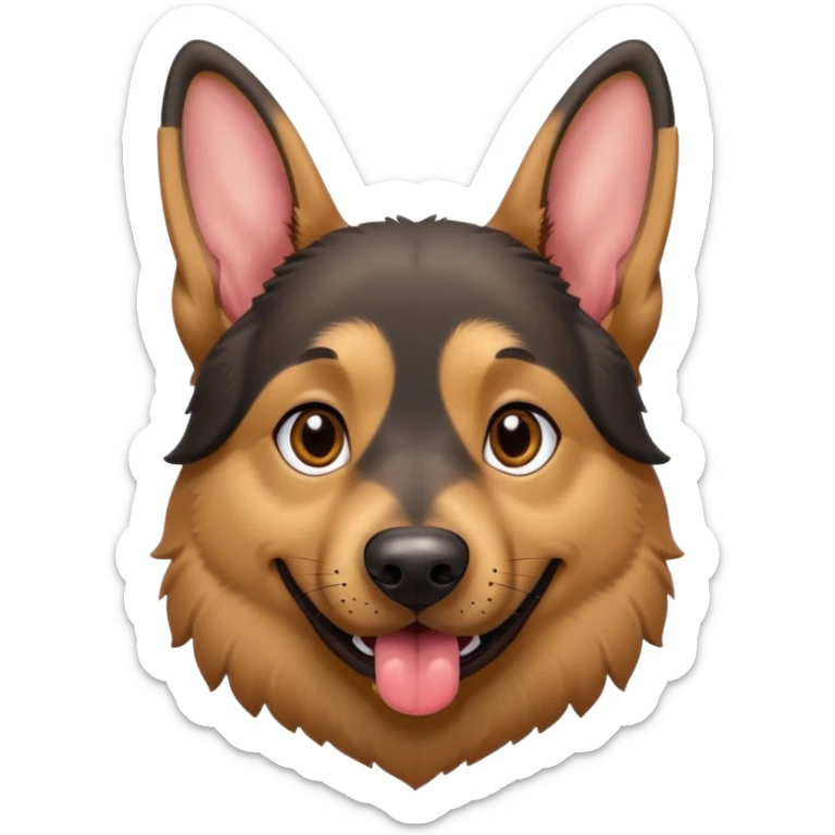 cartoon style dark German Shepherd dog with longer tongue hanging out  sticker