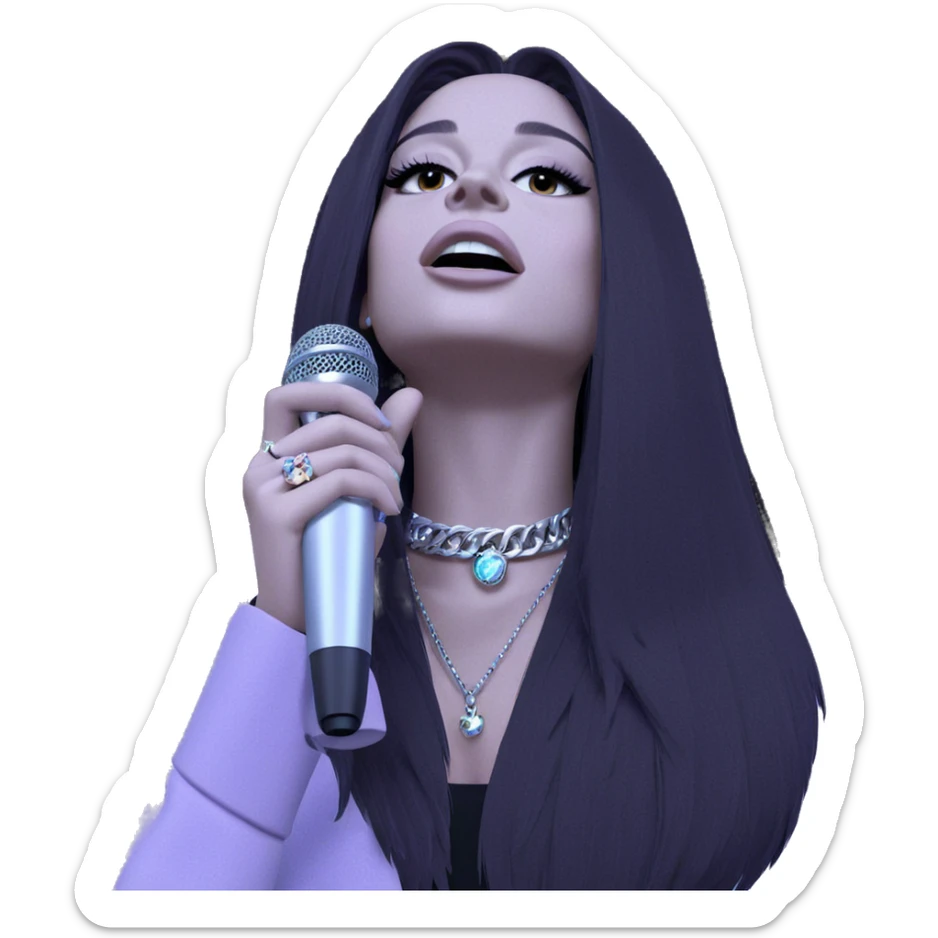 girl with microphone and jewelry sticker