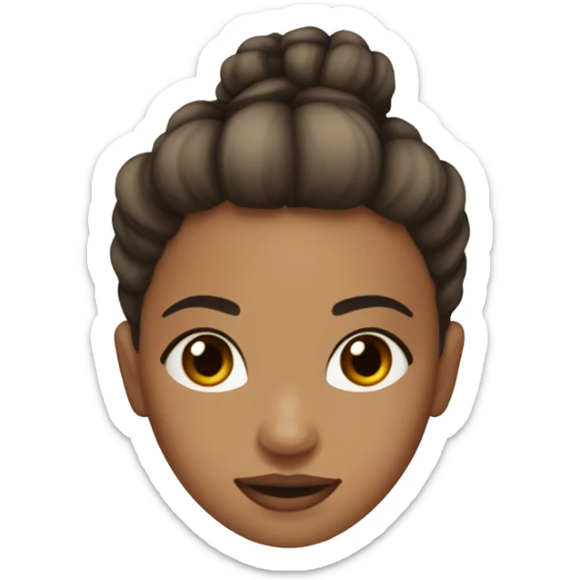  girl with short blonde hair tied into two small, spiky pigtails and dark brown bangs, dark brown eyes and light skintone sticker