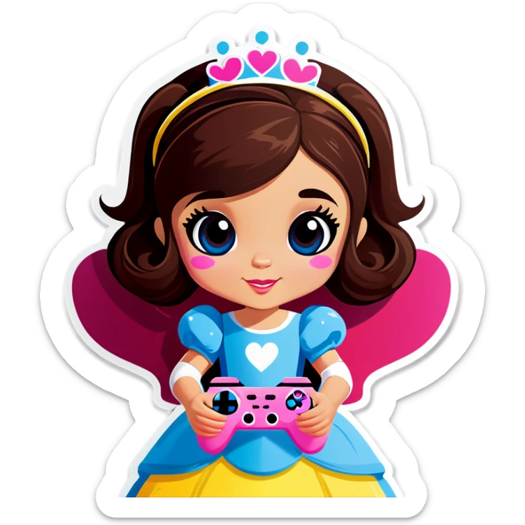 Gamer girl child princess with hearts  sticker