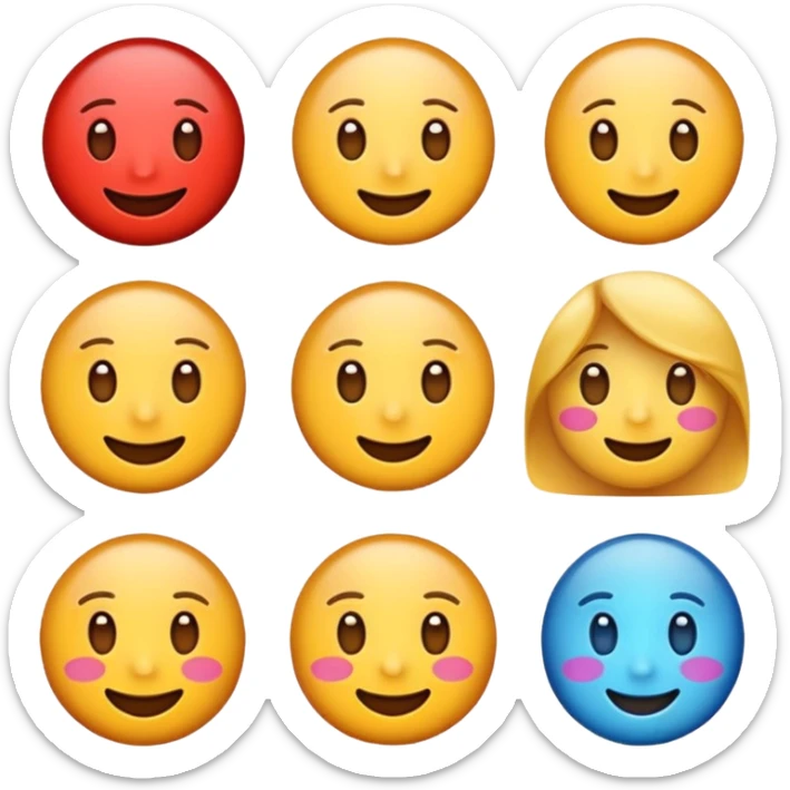 uzun bir emoji olsun böyle 8 tane emoji yan yana olsun kare kare yan yana olsu hepsi sticker