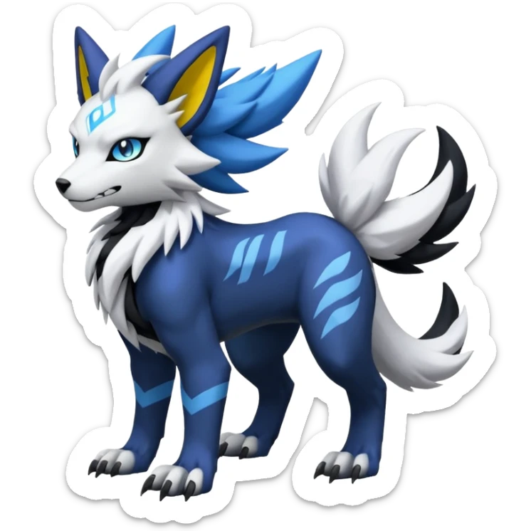 WereGarurumon-Zeraora-Renamon-Absol-fusion-hybrid-creature (full body sticker