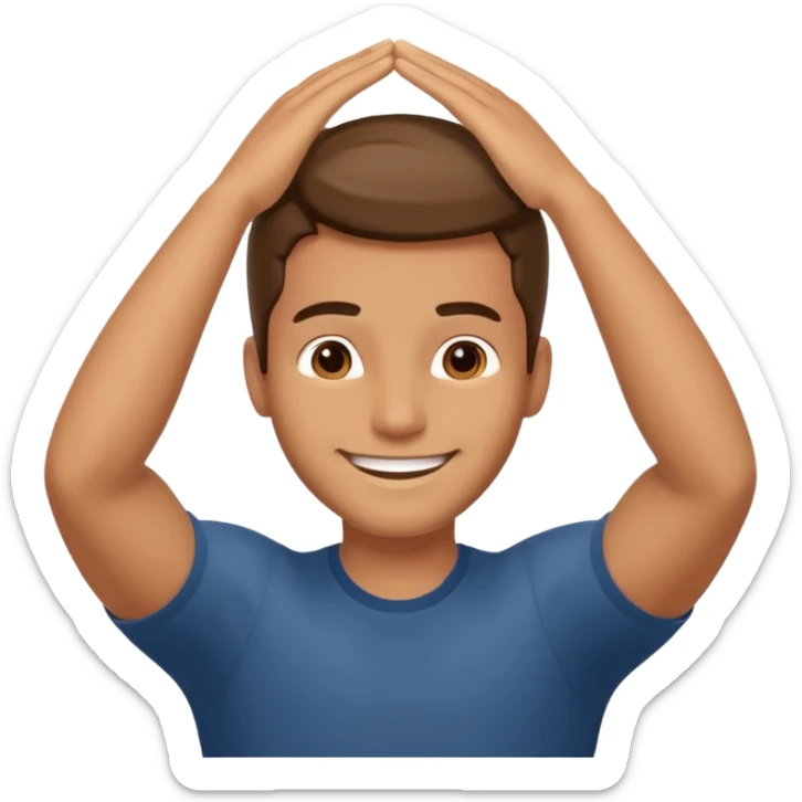 Picture of a handsome man smiling like he is very confident in himself with his hand on his head sticker