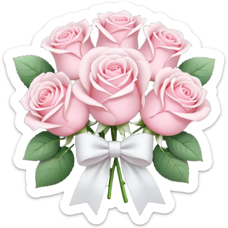 Bouquet of roses in light pink with bow sticker