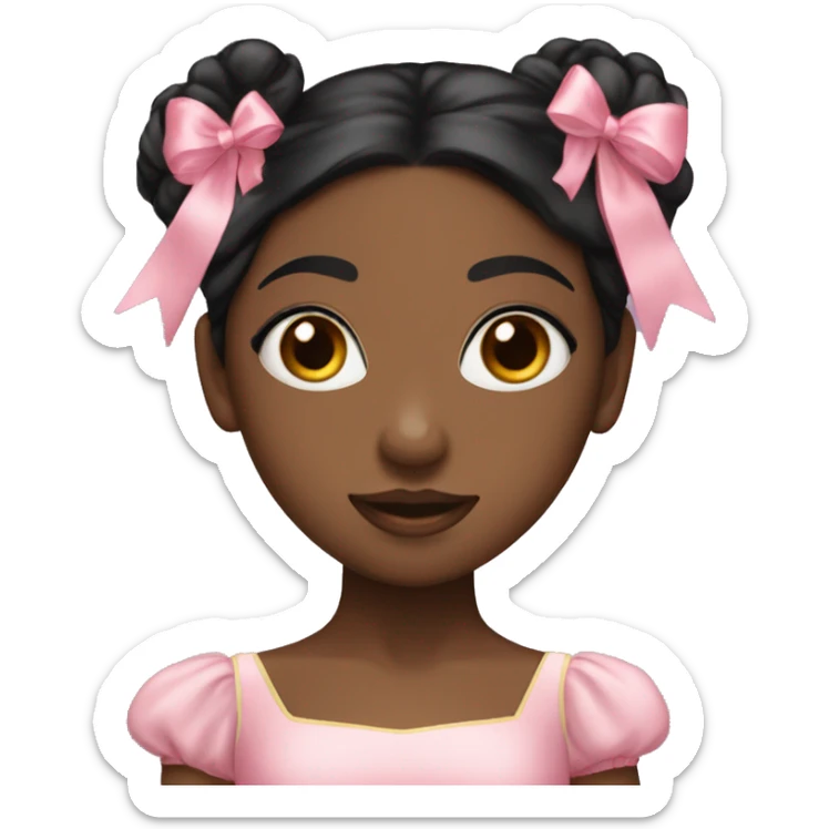 black haired pink outfited ballerina girl with bows sticker
