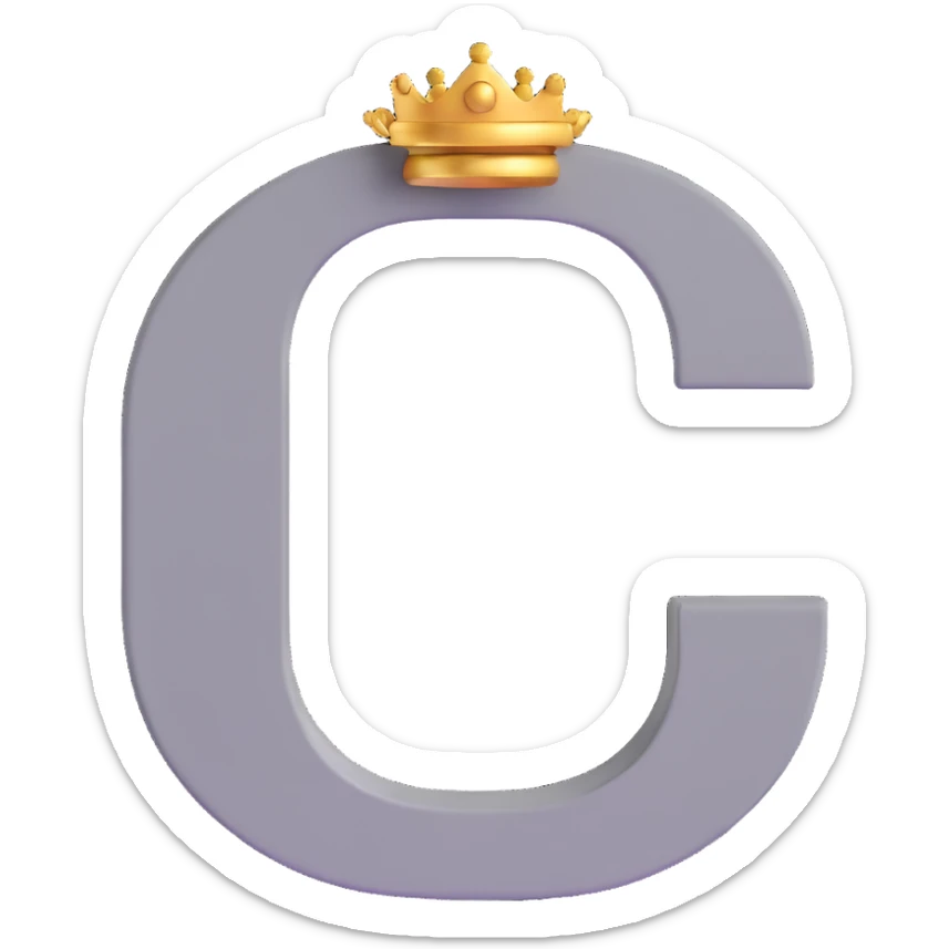 Gray letter C with an angelic golden halo above it, representing Grace/Gracie/graycee sticker