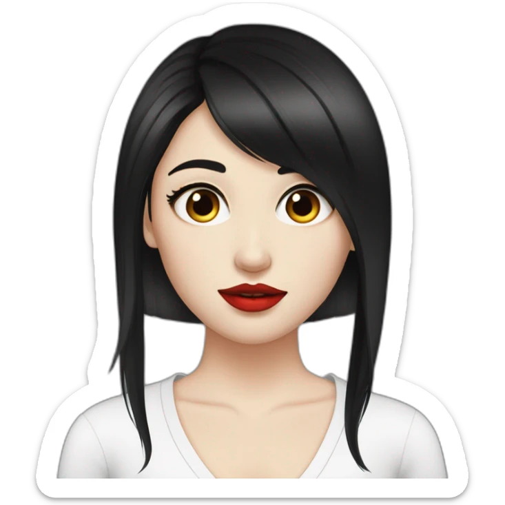 Beautiful young woman,Black hair,long hair,White skin,oval face,big eyes,Blackeyes,Redlips,Chinese sticker