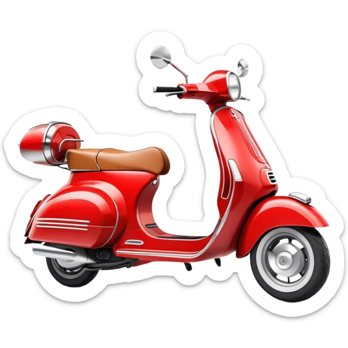 Cinematic Realistic Vespa Pop Culture Emoji, depicted as a sleek vintage scooter symbolizing Italian style rendered with dynamic detail and retro lighting. sticker