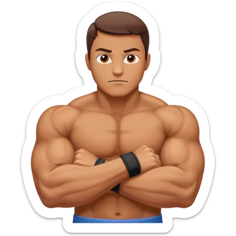 Left and Right fist from the top Perspektive with the Arms crossed over at the wrists  sticker