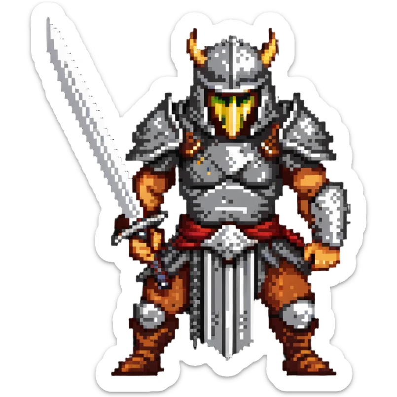 Guts from Berserk manga, berserker armor, wielding Dragon Slayer sword, scar on face sticker