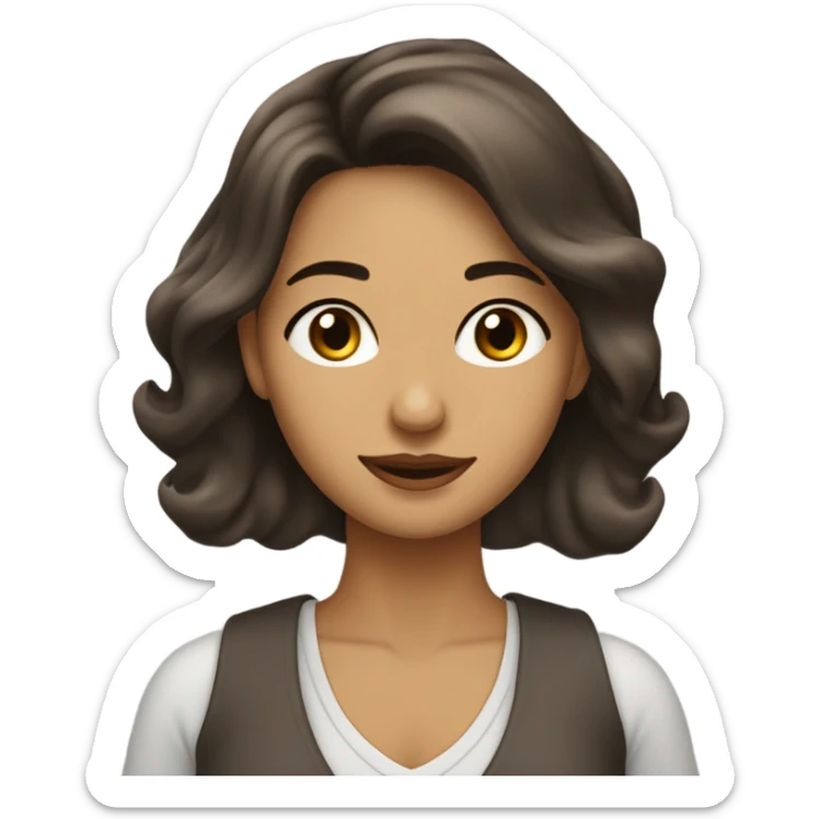 Chica peli negra, cabello por los hombros, ondulado, morena, ojos cafés sticker