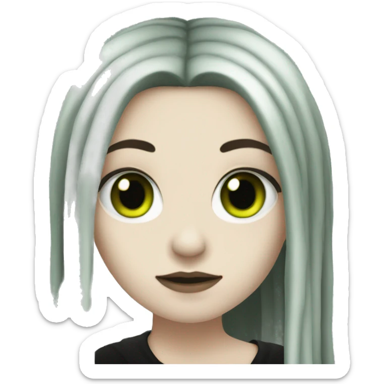 Girl goth with pale skin, green eyes, black dreadlocks  sticker