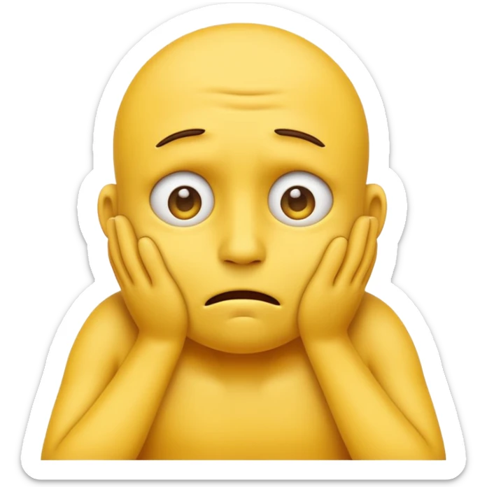 yellow face emoji with bulging eyes and hands squeezing its own neck, cartoon style sticker