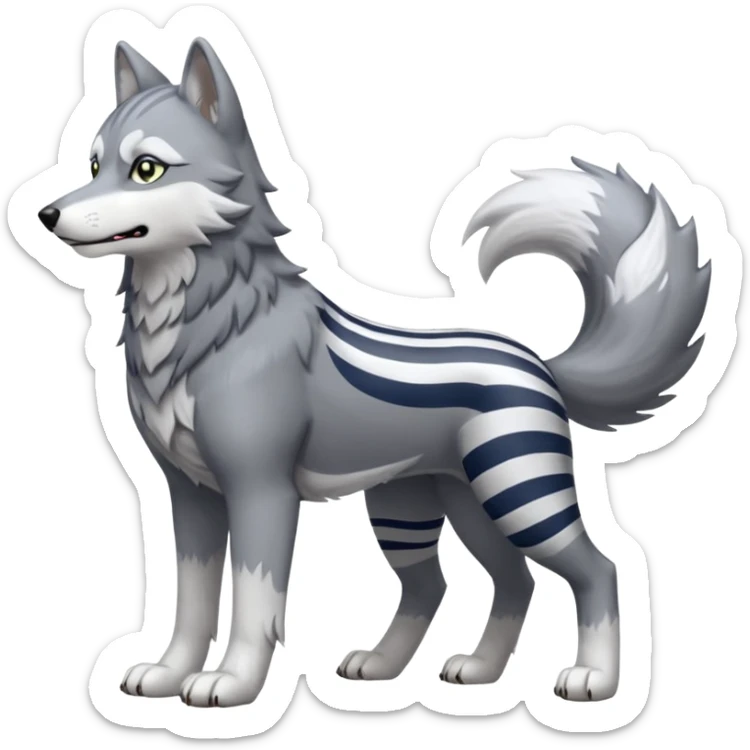 Toony Ginga Nagareboshi Gin/Silver Fang the wolf (full body) (feral) (4 legs) (canine) sticker