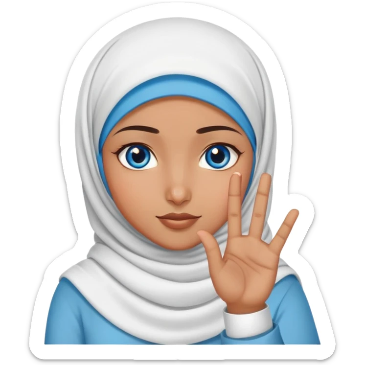 Turkish beautiful finish Konya girl blue eyes with hijab and saying no with hand gesture sticker