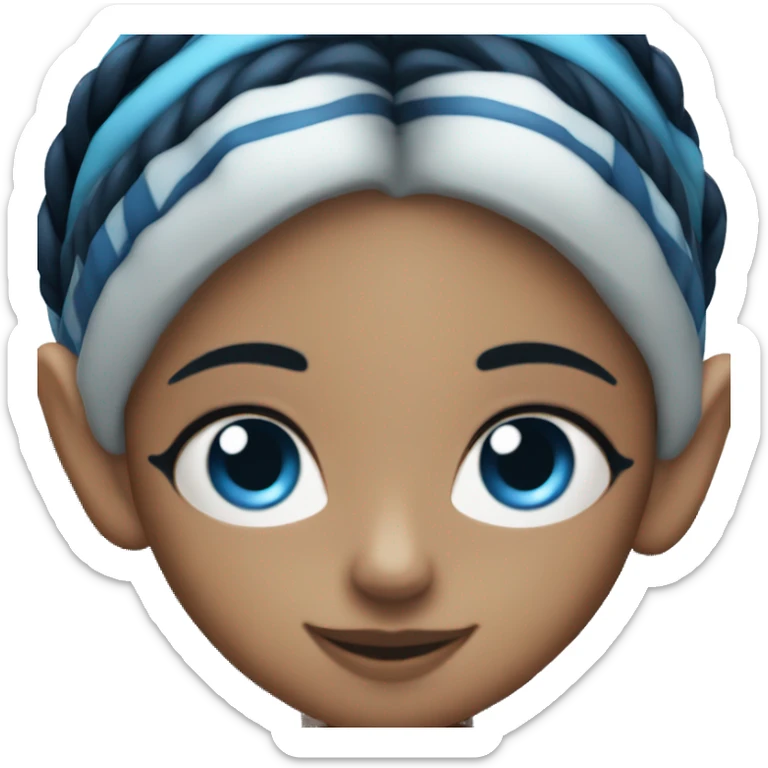 girl with blue face and dark blue stripes on her face black braids and elf ears sticker