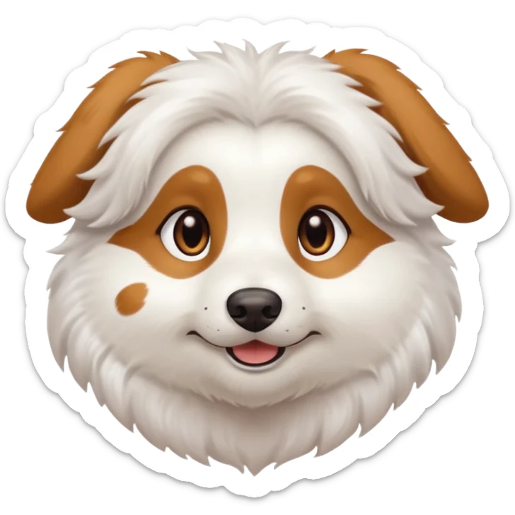 White dog with brown eyes and some long white body and white ears with brown spots curved on the sides sticker