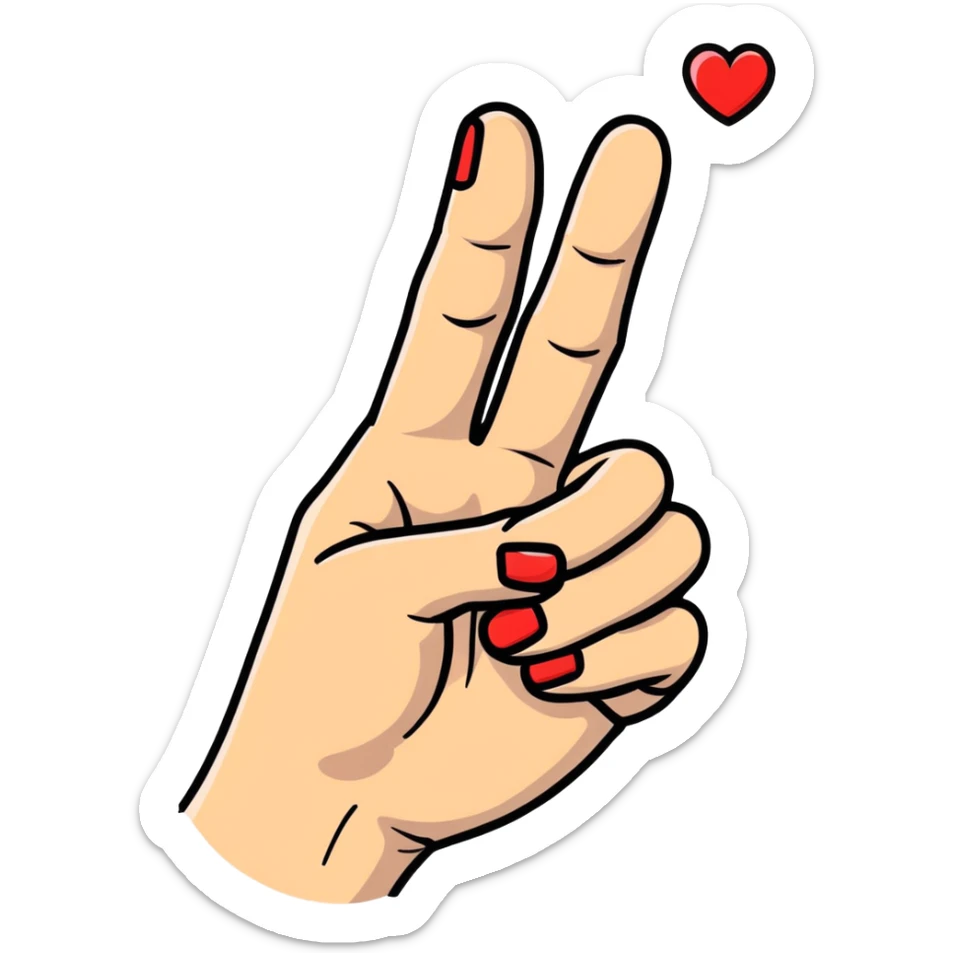 Cute Korean finger heart gesture, hand making a small heart with thumb and index finger sticker