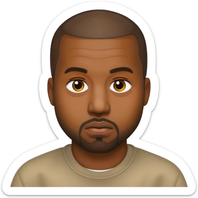 Make me a kanye west emoji as rhe lne on ios i want it to be neutral no face expression just his face sticker
