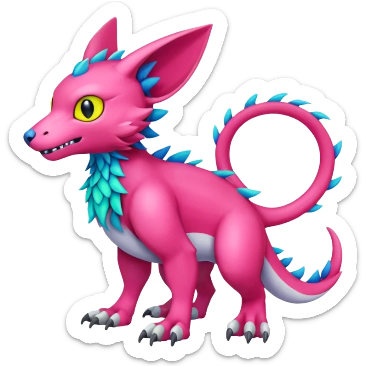 colorful Fakémon-Digimon-Fionbri-Trico-creature (full body) sticker