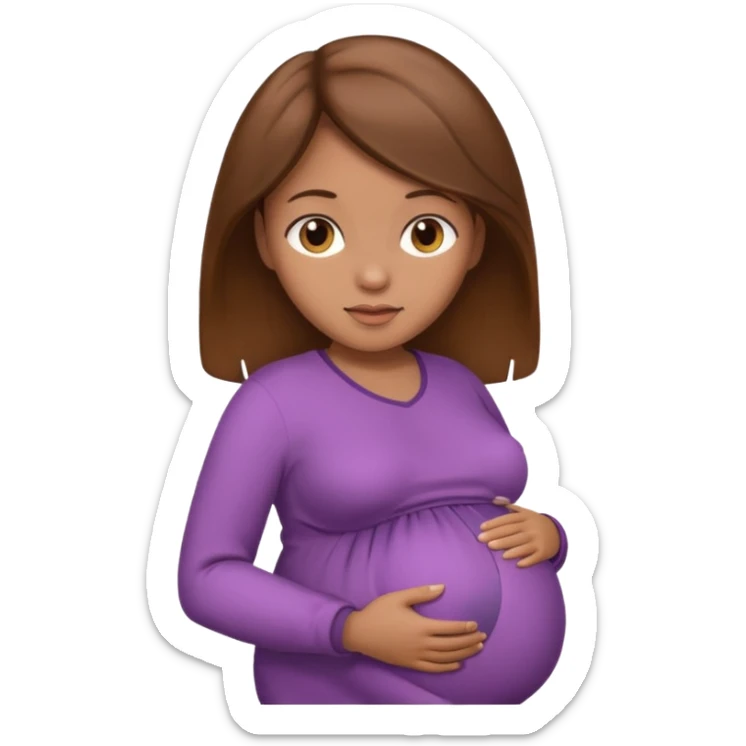 pregnant woman with brown hair and light brown skin sticker
