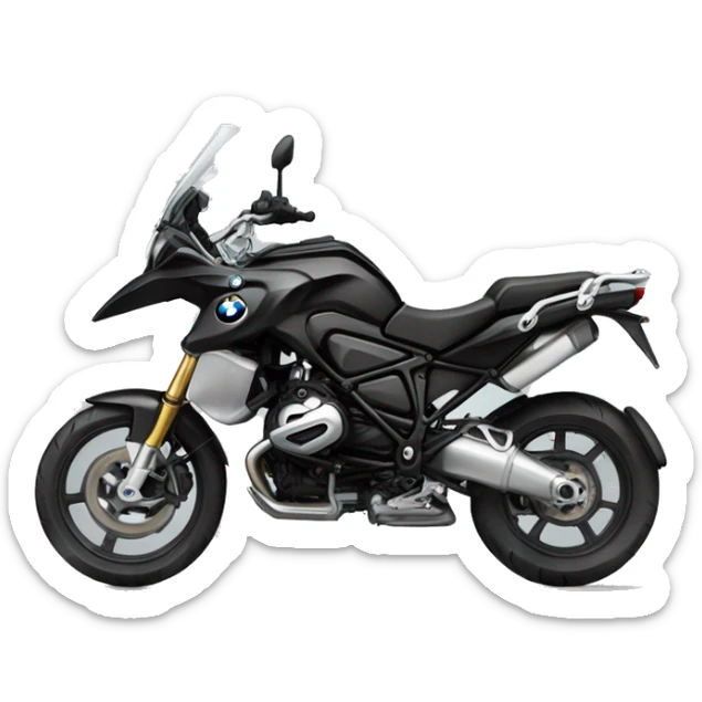 caricatura Motero saludando, Montado en una bmw f800r negra  sticker