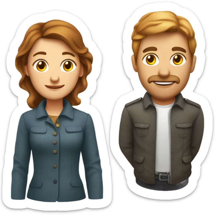 Mann und Frau in heller haut mit braunen Haaren lieben sich und küssen sich sticker