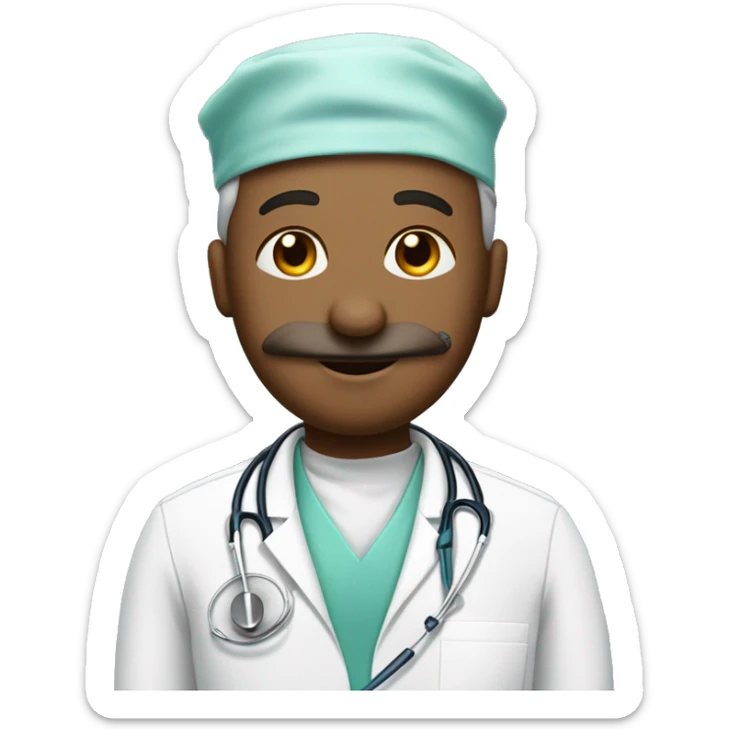 An emoji of a graceful swan dressed as a surgeon, wearing medical scrubs, a stethoscope around its neck, and a slight professional expression. sticker
