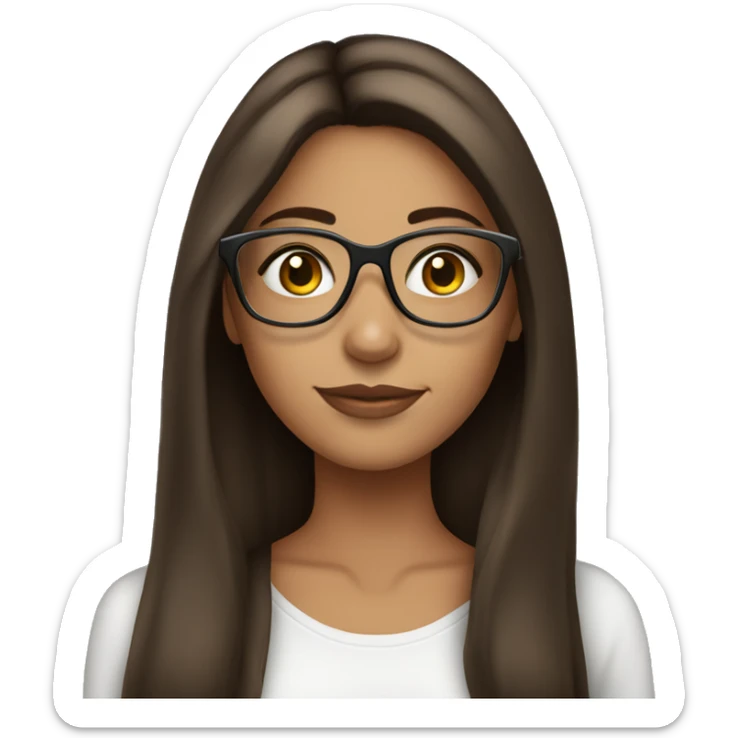 Pretty Latina girl with straight brown hair and clear glasses sticker