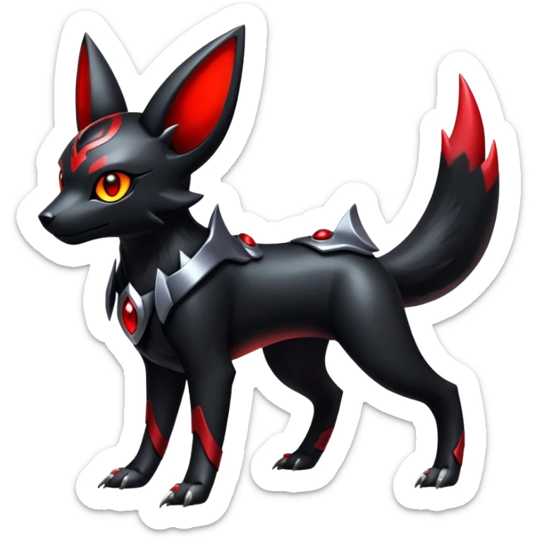 Shiny Gothic Exotic Futuristic Umbreon-Houndoom-Genesect-Torracat-Pokémon-Fakémon-hybrid-creature sticker