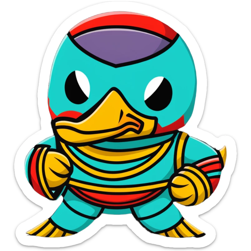 Louisiana themed luchador mask with pelican and New Orleans jazz elements sticker