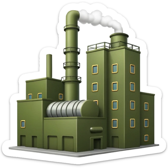 high quality military factory, military green color, no smoke, visually appealing sticker