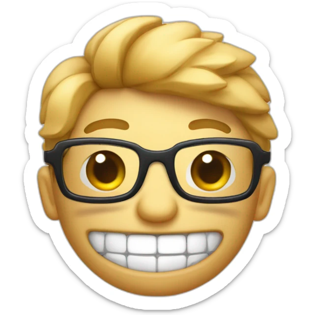 Itello avec un appareil dentaire et des lunettes qui lève le doigt sticker