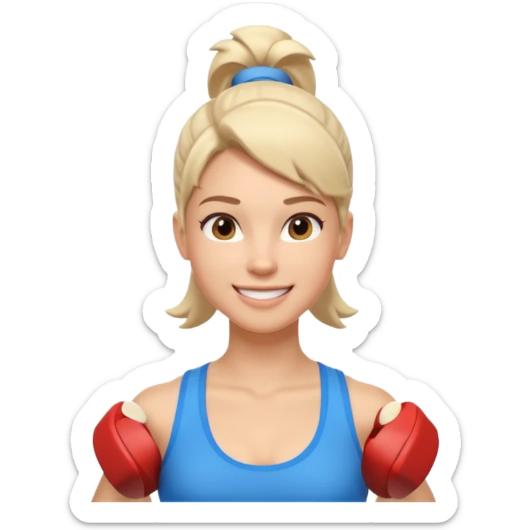 cute fitness coach portrait, head and shoulders only, sporty tank top, friendly smile, strong look, 3D cartoon, mobile game icon style, clean background, no text, no watermark
 sticker