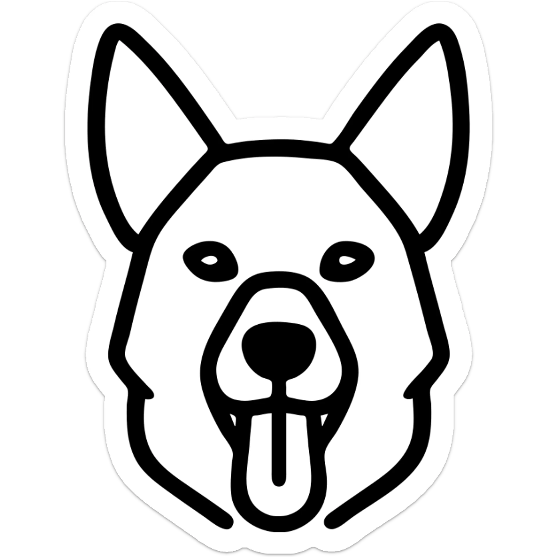 detailed vector illustration of a dark German Shepherd dog with its tongue hanging out long sticker