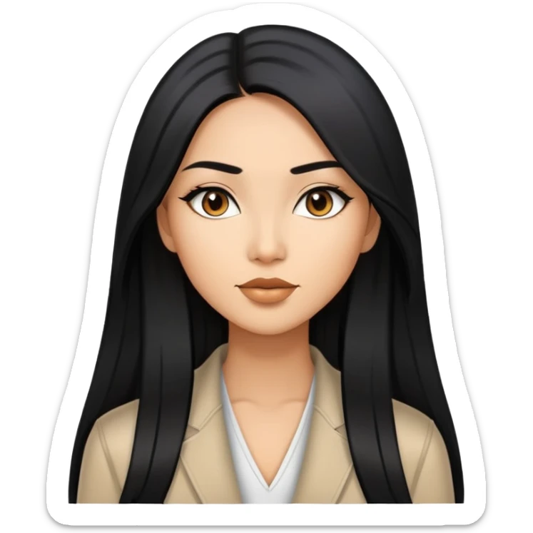 Stylish confident woman with Asian and Latina features, long straight black hair sticker