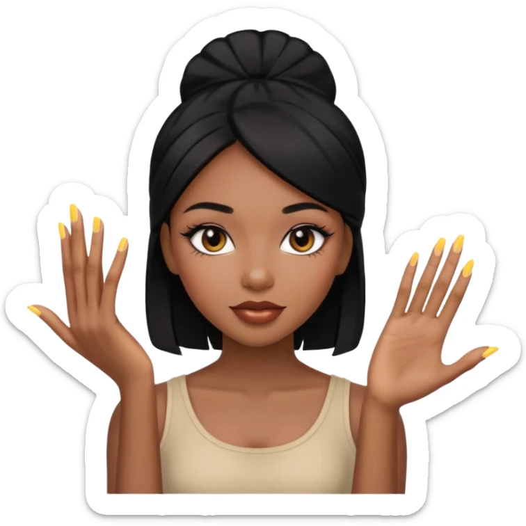 face girl with nails and cute make up black girl strait hair sticker