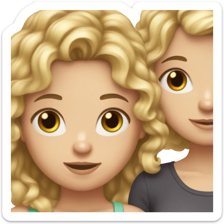 Three girl best friends. one blonde with curly hair, one brunette with long hair, one brunette with short hair sticker