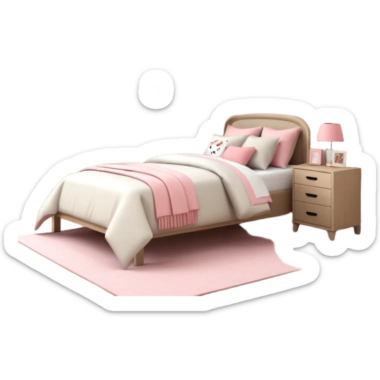 3D rendering realistic still life ultra detailed teenage girls bedroom sticker